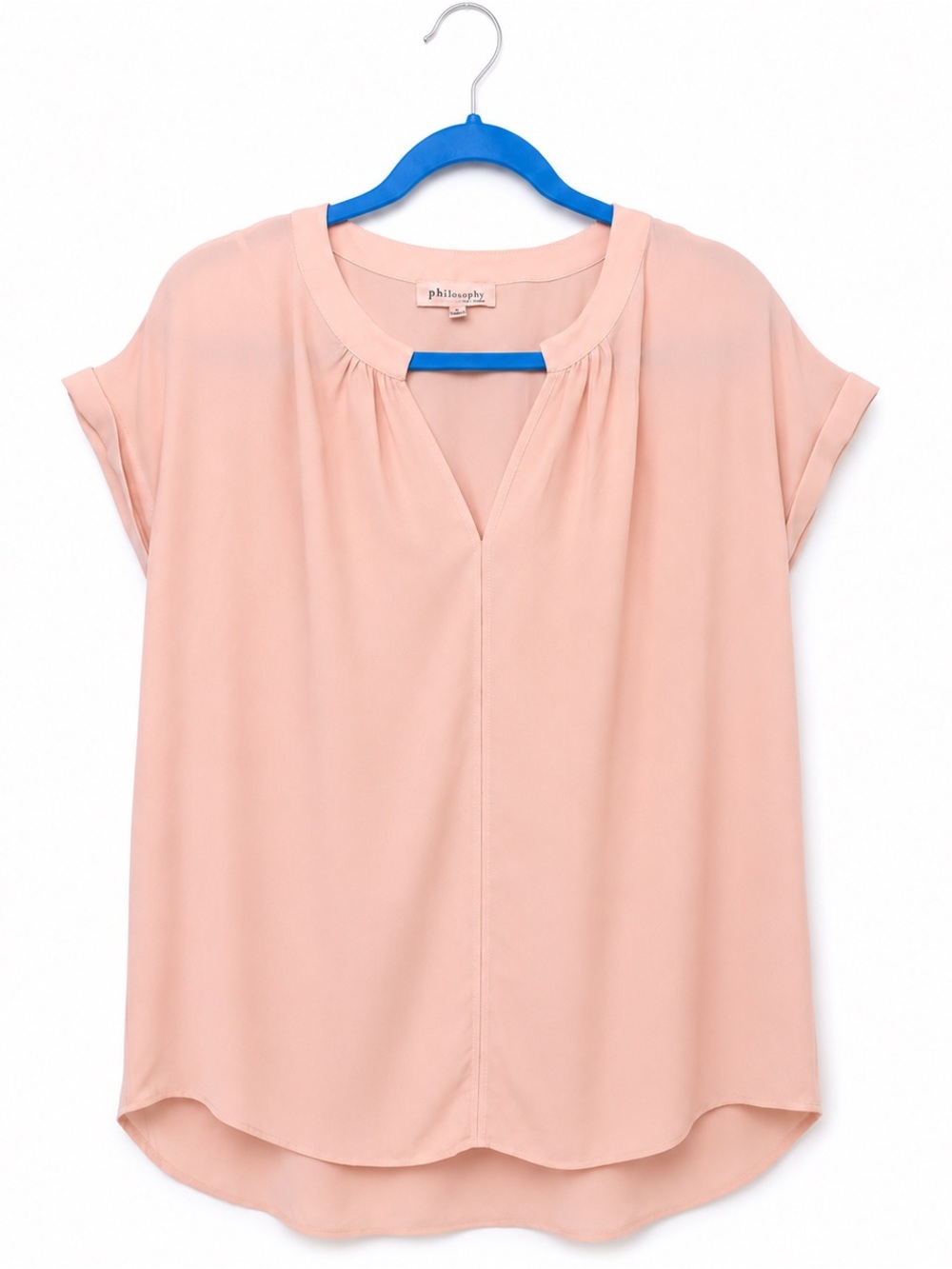 Philosophy Blush Pink Short Sleeve Split-Neck Blouse